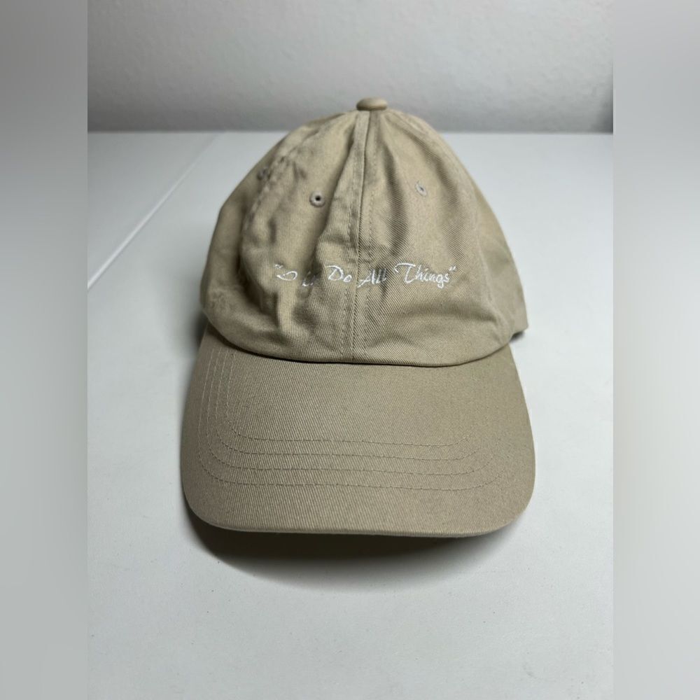 The Classic Hat “ I can do all Things “ Adjustable Strapback Tan Size Adult